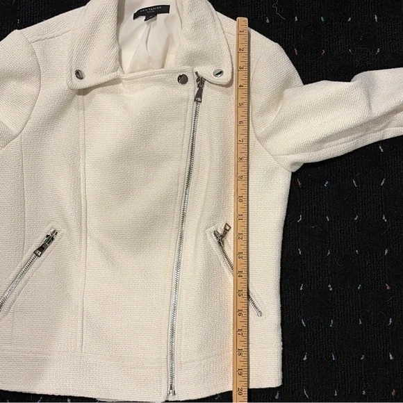 Ann Taylor Cream Textured Leather Jacket - Picture 6 of 9